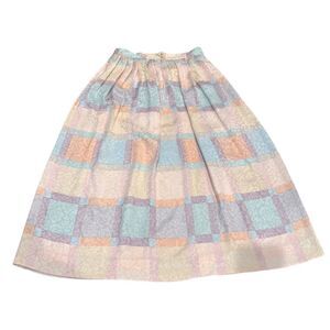 Vintage Jerri Sherman Silk Pleated Midi Pastel Skirt